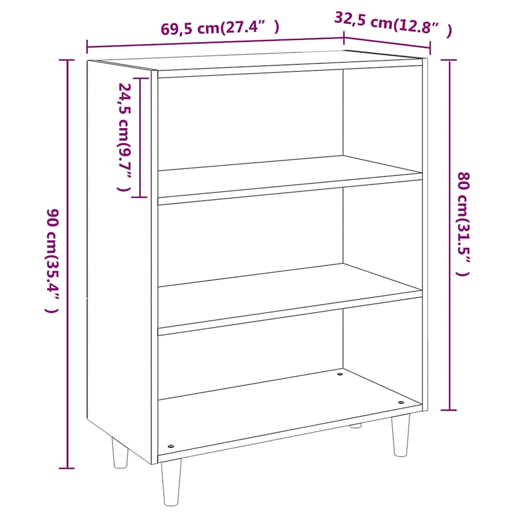 Komoda boja dimljenog hrasta 69,5x32,5x90 cm konstruirano drvo