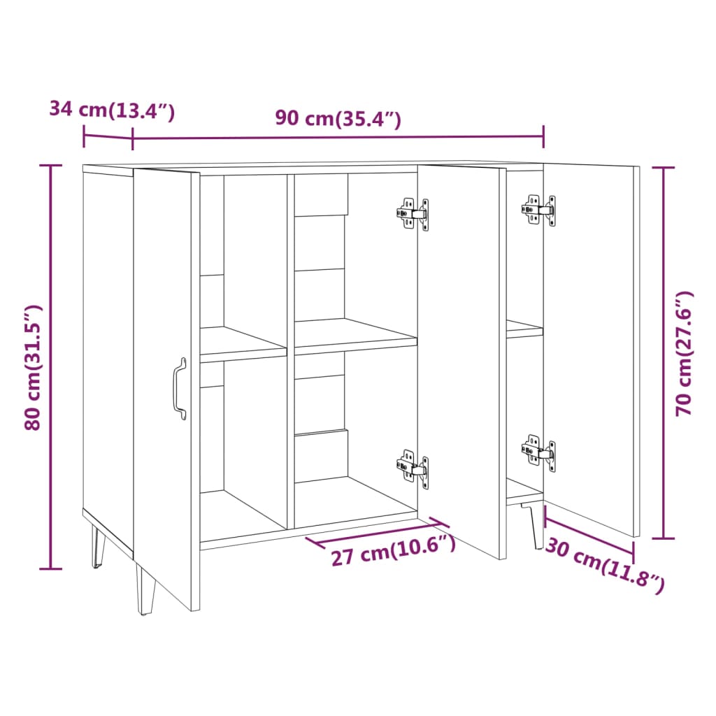 Komoda boja hrasta sonome 90 x 34 x 80 cm konstruirano drvo