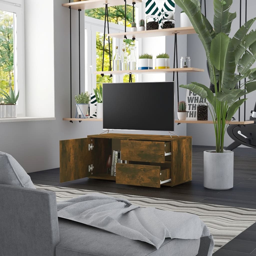 TV ormarić boja dimljenog hrasta 80x34x36 cm konstruirano drvo