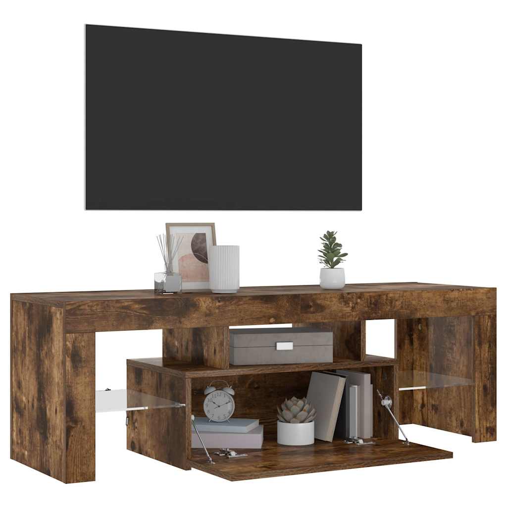 TV ormarić s LED svjetlima boja dimljenog hrasta 120x35x40 cm