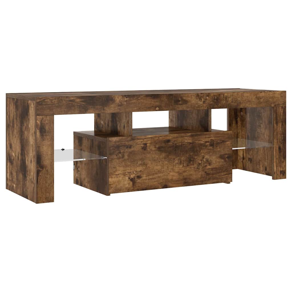 TV ormarić s LED svjetlima boja dimljenog hrasta 120x35x40 cm
