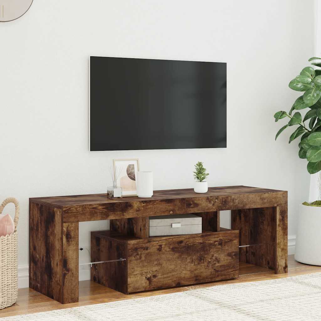 TV ormarić s LED svjetlima boja dimljenog hrasta 120x35x40 cm