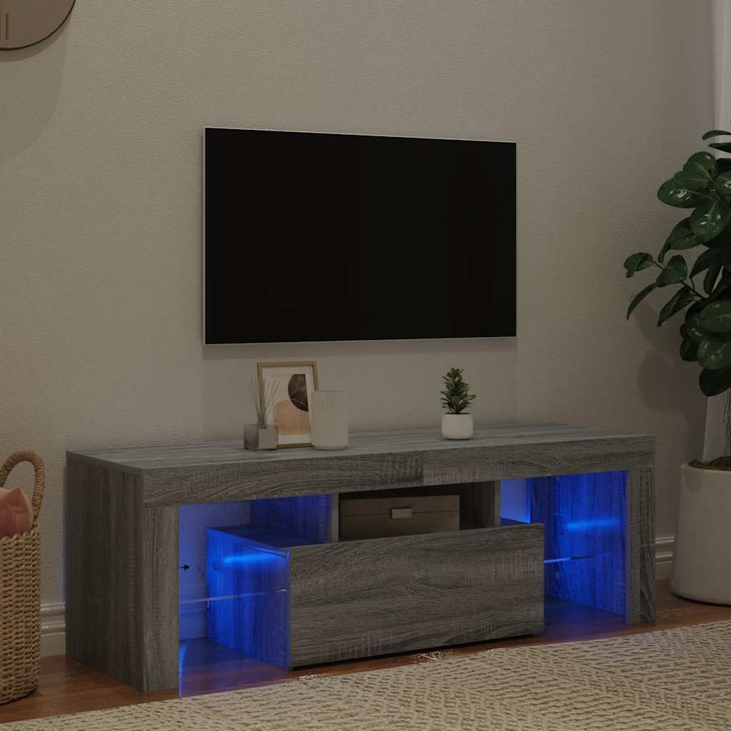 TV ormarić s LED svjetlima boja hrasta sonome 120 x 35 x 40 cm