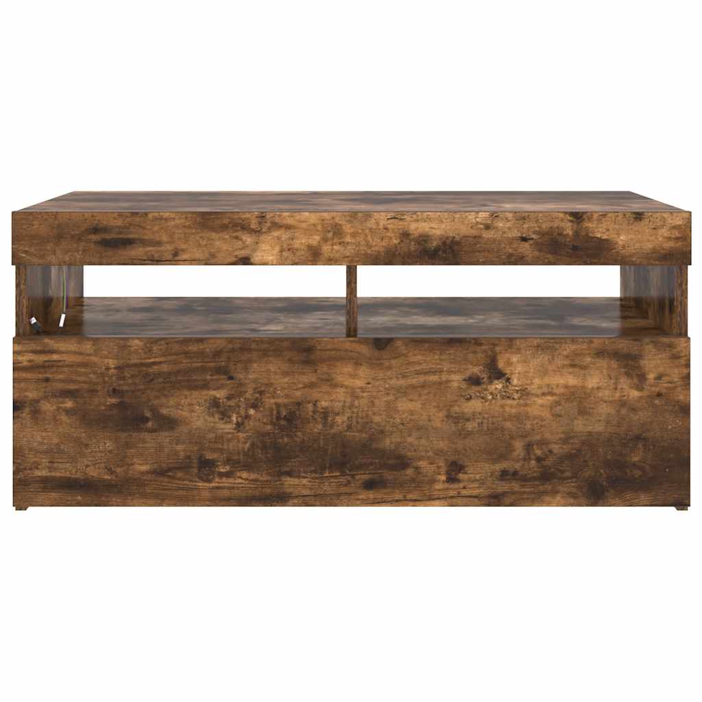 TV ormarić s LED svjetlima boja dimljenog hrasta 90x35x40 cm