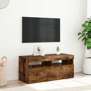 TV ormarić s LED svjetlima boja dimljenog hrasta 90x35x40 cm