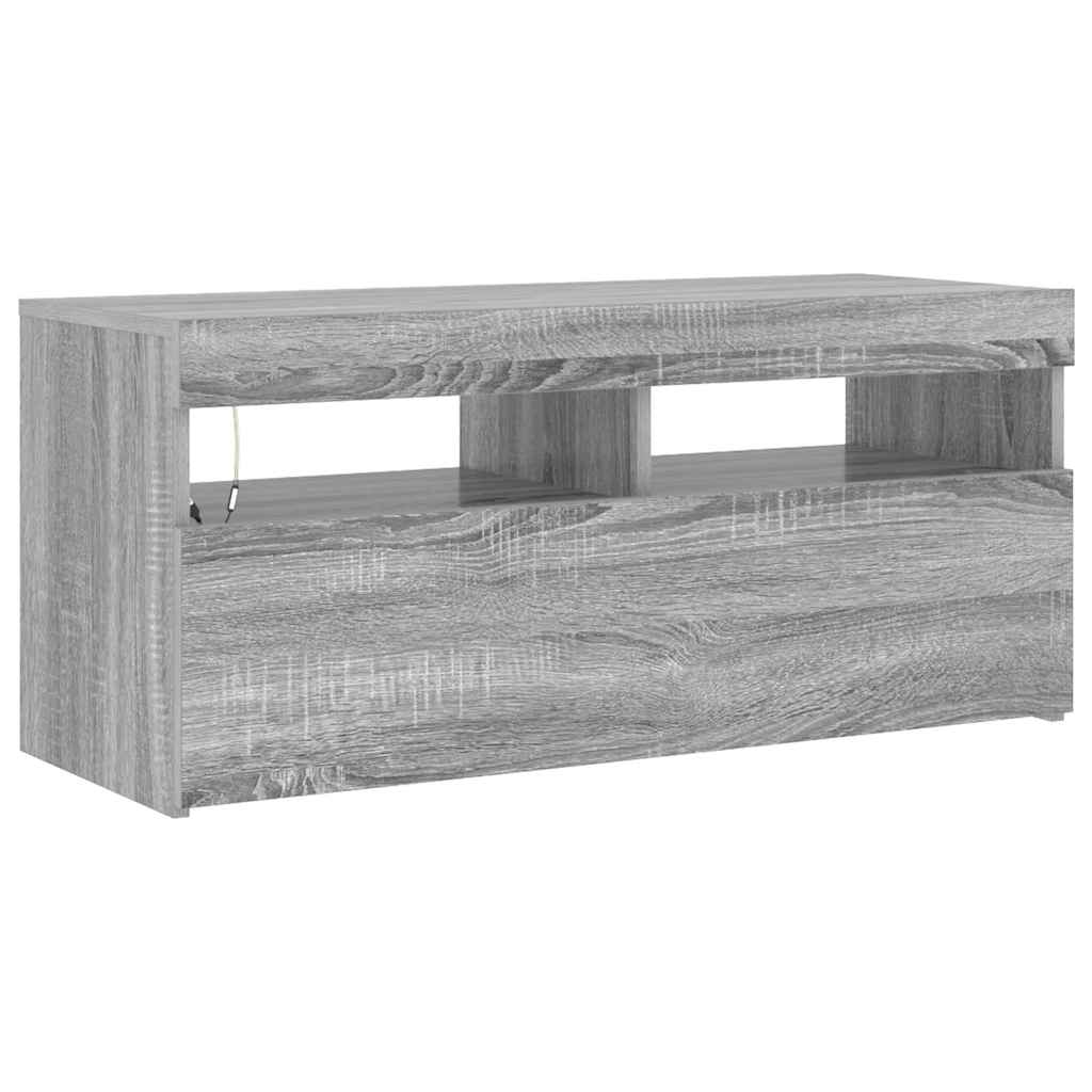 TV ormarić s LED svjetlima boja sivog hrasta sonome 90x35x40 cm