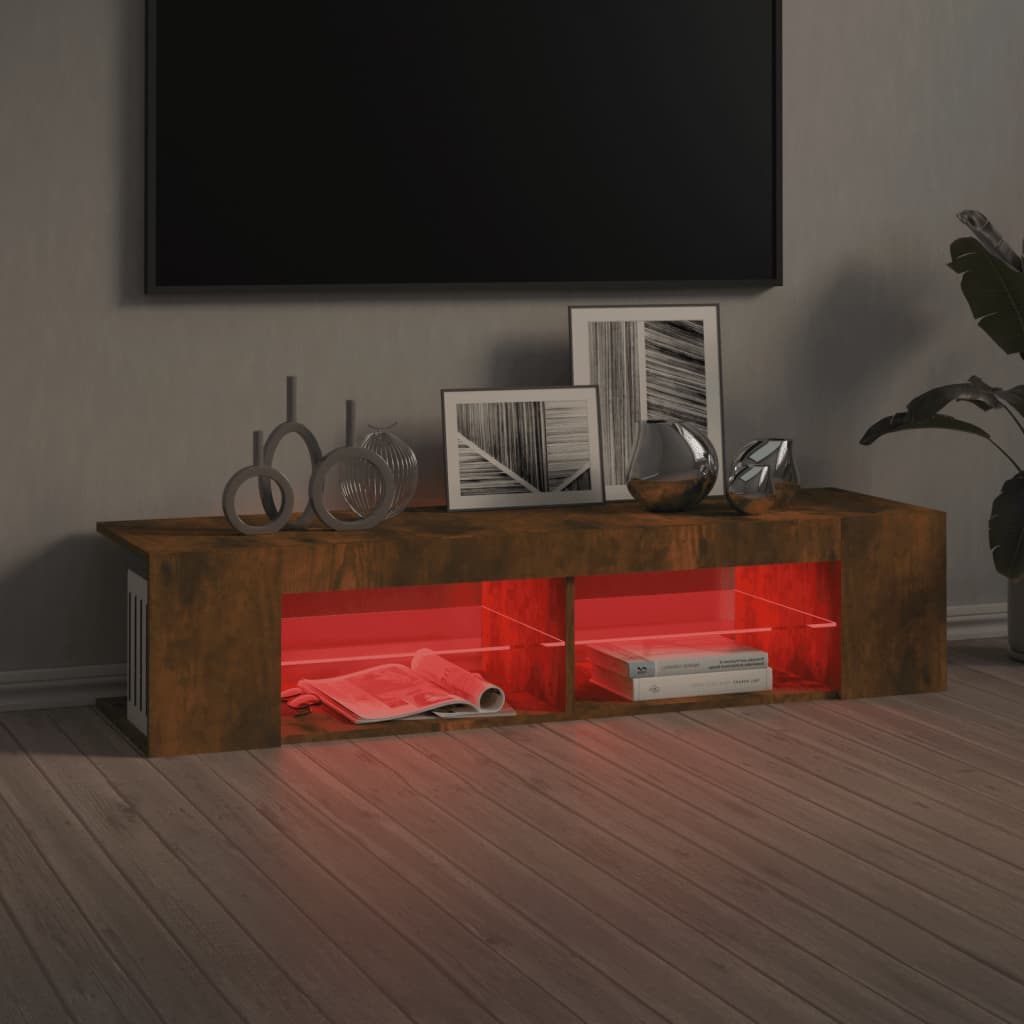 TV ormarić s LED svjetlima boja dimljenog hrasta 135x39x30 cm