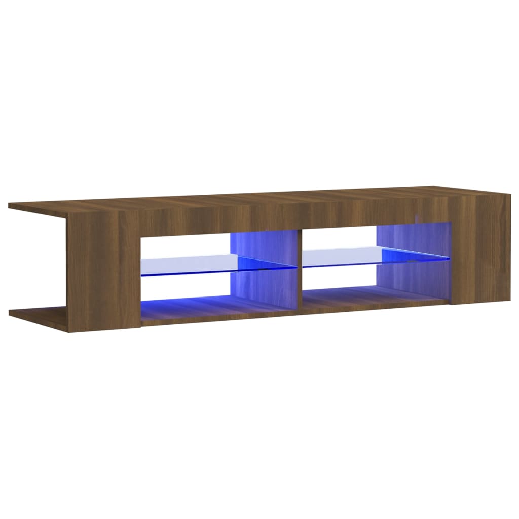 TV ormarić s LED svjetlima boja smeđeg hrasta 135 x 39 x 30 cm