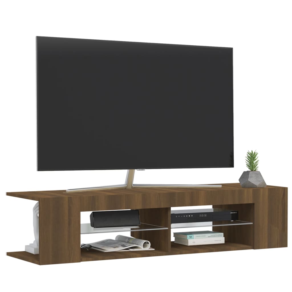 TV ormarić s LED svjetlima boja smeđeg hrasta 135 x 39 x 30 cm