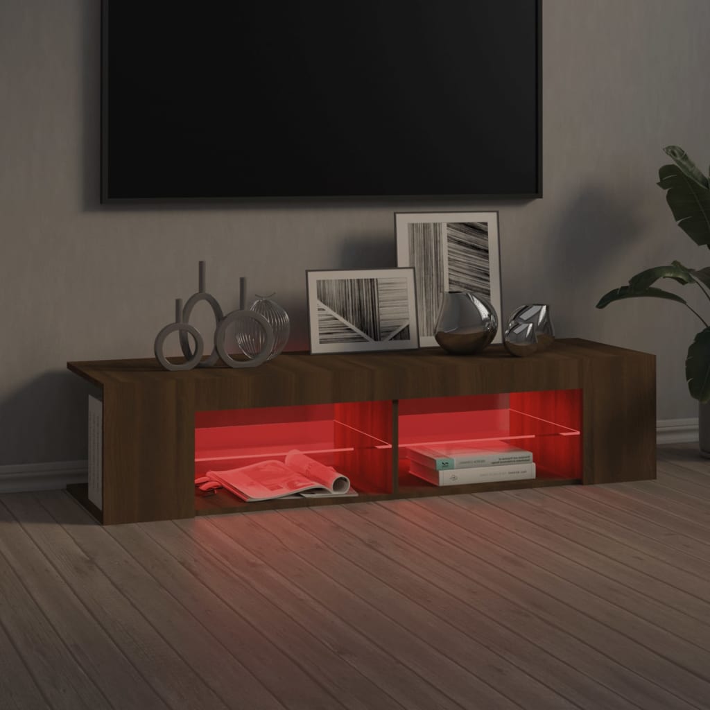 TV ormarić s LED svjetlima boja smeđeg hrasta 135 x 39 x 30 cm