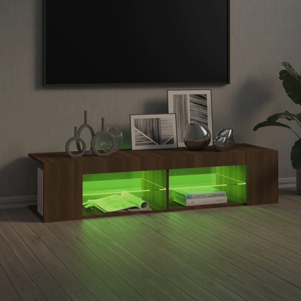 TV ormarić s LED svjetlima boja smeđeg hrasta 135 x 39 x 30 cm