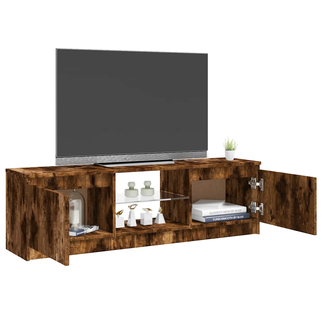 TV ormarić s LED svjetlima boja dimljenog hrasta 120x30x36 cm