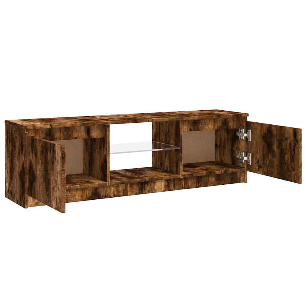 TV ormarić s LED svjetlima boja dimljenog hrasta 120x30x36 cm