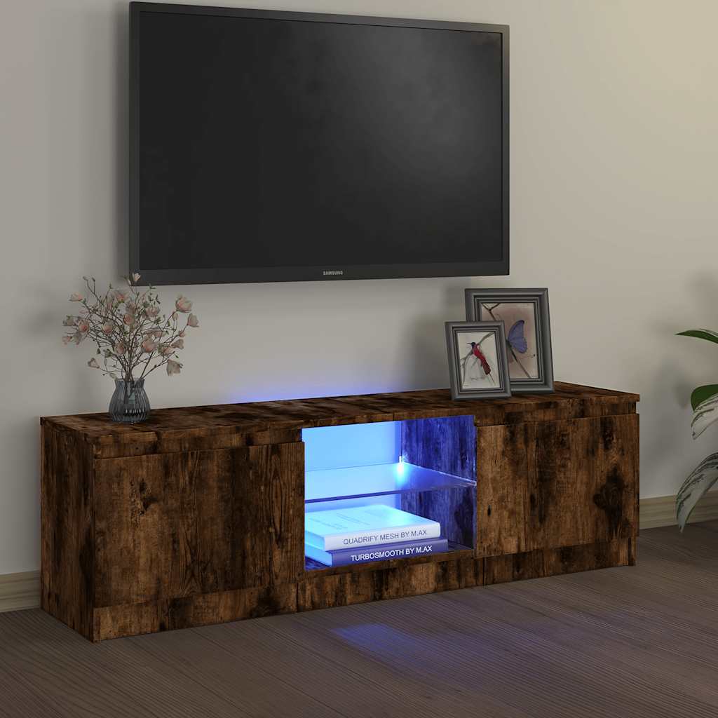 TV ormarić s LED svjetlima boja dimljenog hrasta 120x30x36 cm