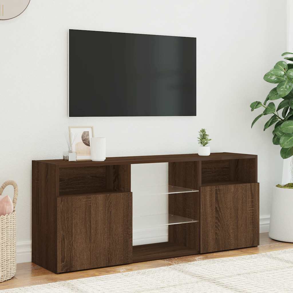 TV ormarić s LED svjetlima boja smeđeg hrasta 120 x 30 x 50 cm