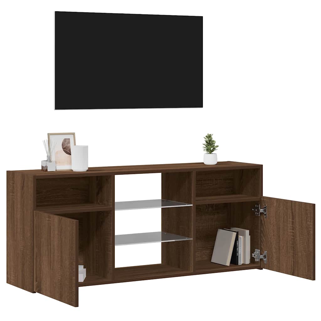 TV ormarić s LED svjetlima boja smeđeg hrasta 120 x 30 x 50 cm