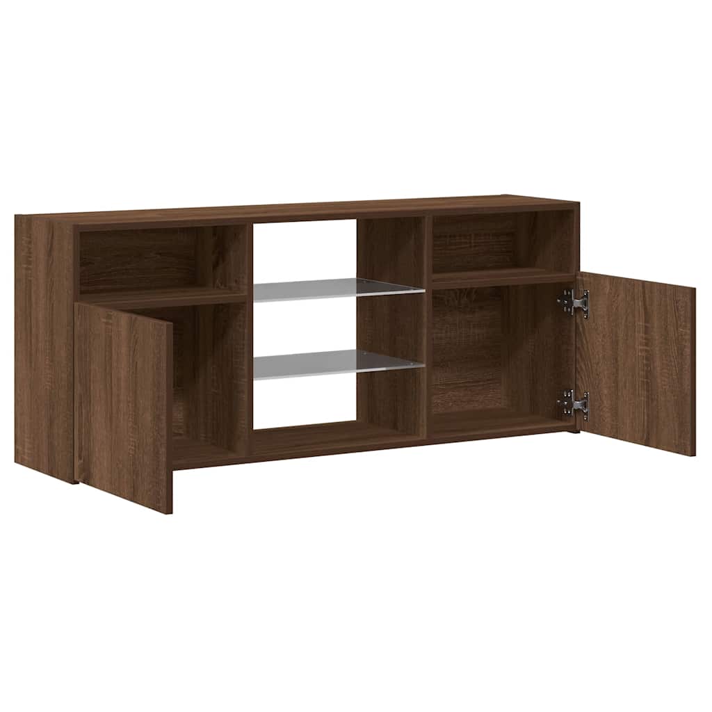 TV ormarić s LED svjetlima boja smeđeg hrasta 120 x 30 x 50 cm