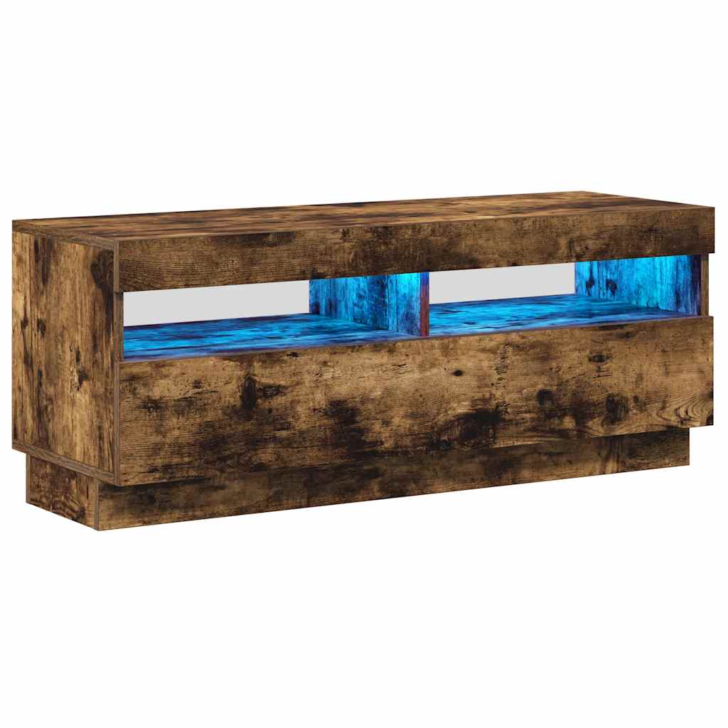 TV ormarić s LED svjetlima boja dimljenog hrasta 100x35x40 cm