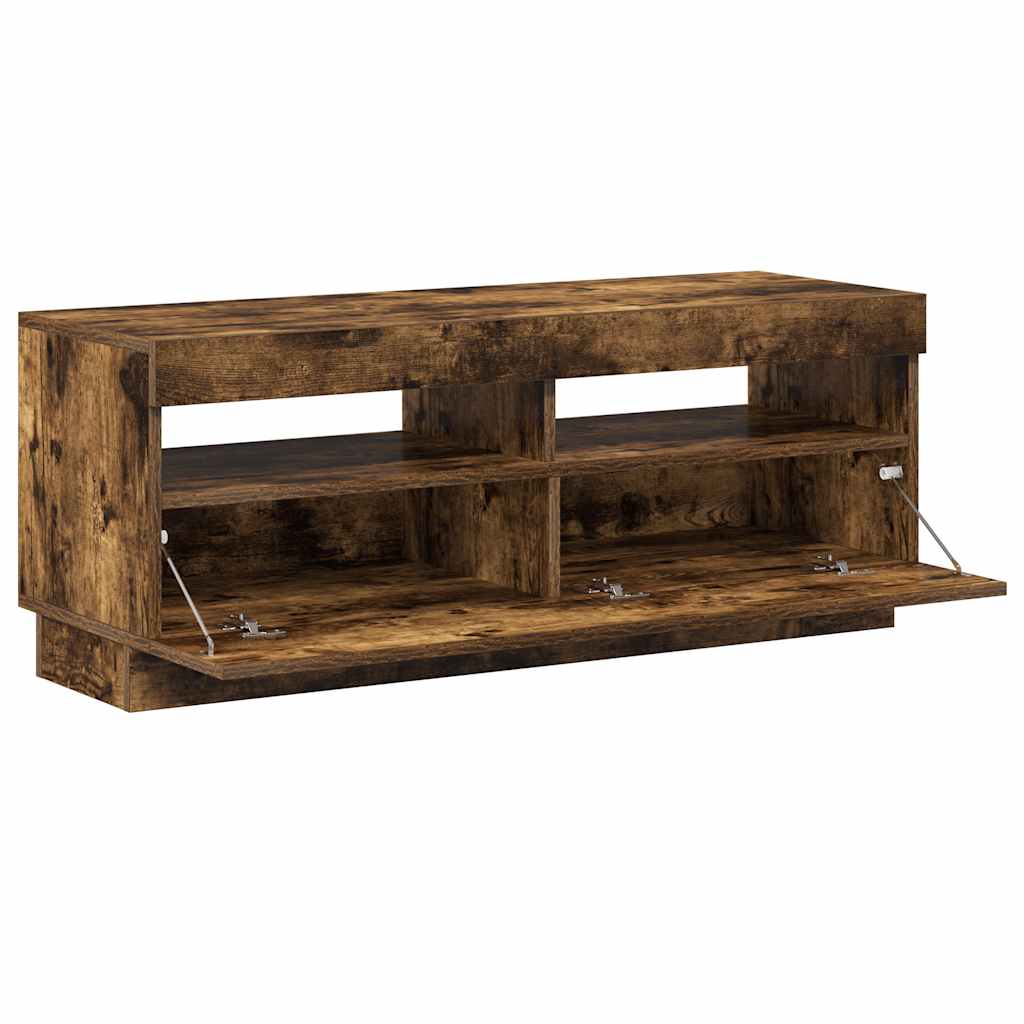 TV ormarić s LED svjetlima boja dimljenog hrasta 100x35x40 cm