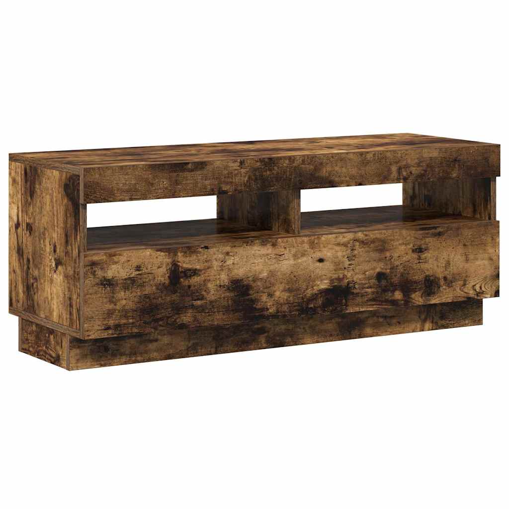 TV ormarić s LED svjetlima boja dimljenog hrasta 100x35x40 cm