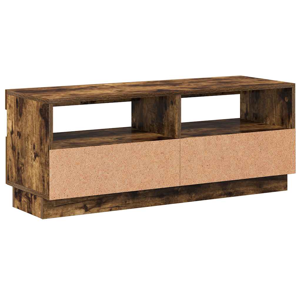 TV ormarić s LED svjetlima boja dimljenog hrasta 100x35x40 cm