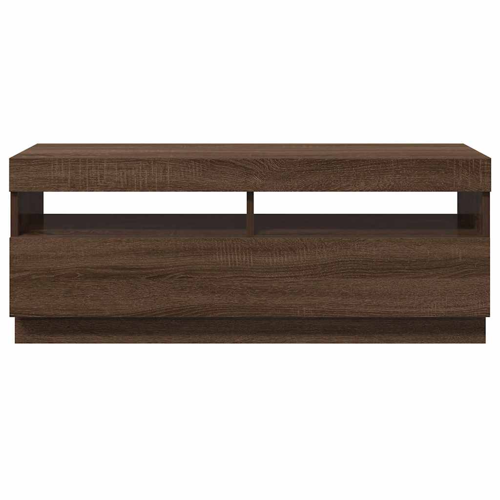 TV ormarić s LED svjetlima boja smeđeg hrasta 100 x 35 x 40 cm