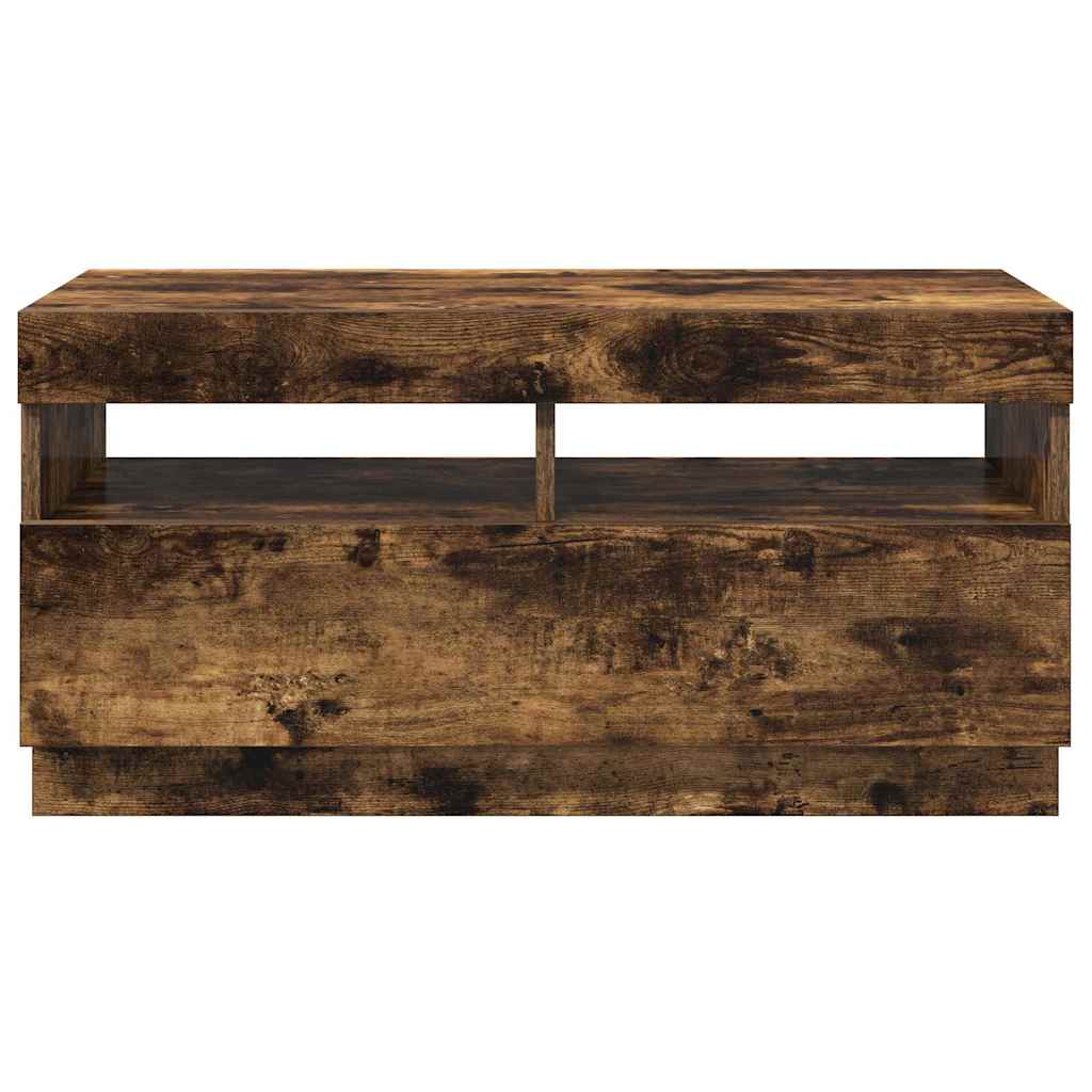 TV ormarić s LED svjetlima boja dimljenog hrasta 80x35x40 cm