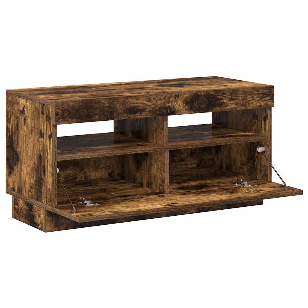 TV ormarić s LED svjetlima boja dimljenog hrasta 80x35x40 cm