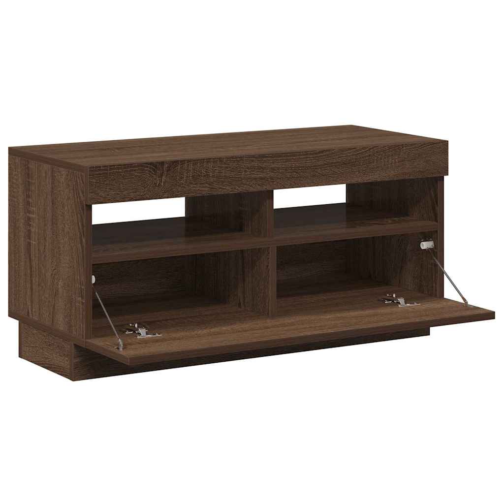 TV ormarić s LED svjetlima boja smeđeg hrasta 80 x 35 x 40 cm