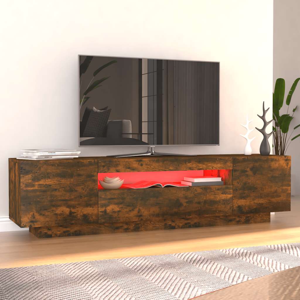 TV ormarić s LED svjetlima boja dimljenog hrasta 160x35x40 cm