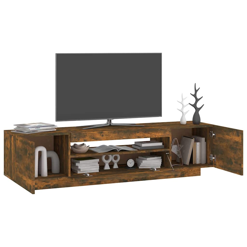 TV ormarić s LED svjetlima boja dimljenog hrasta 160x35x40 cm