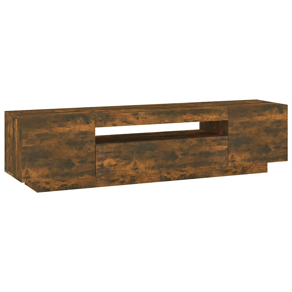 TV ormarić s LED svjetlima boja dimljenog hrasta 160x35x40 cm