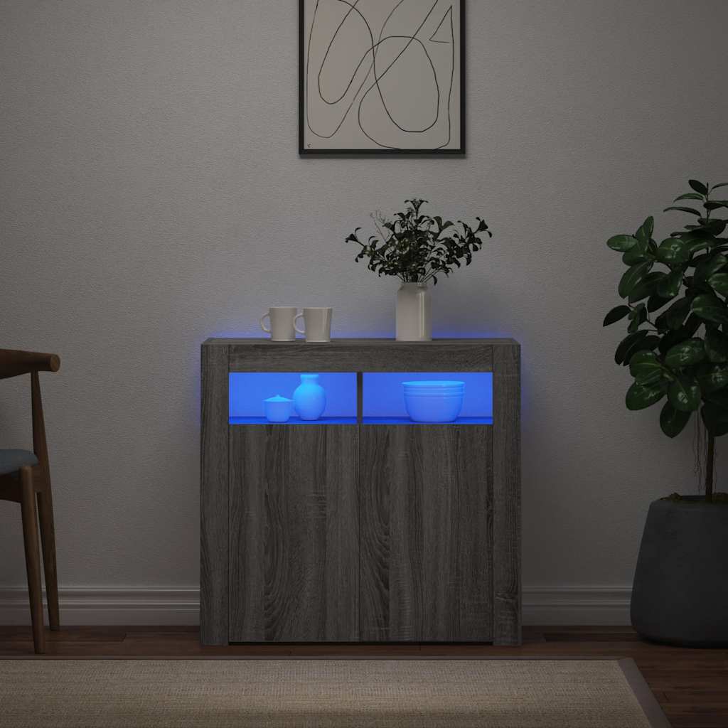 Komoda s LED svjetlima boja sivog hrasta sonome 80 x 35 x 75 cm