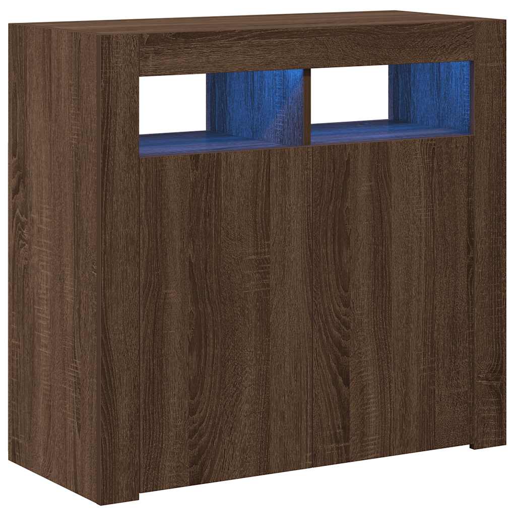 Komoda s LED svjetlima boja dimljenog hrasta 80 x 35 x 75 cm