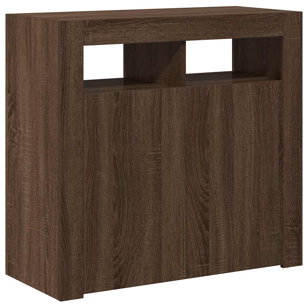 Komoda s LED svjetlima boja dimljenog hrasta 80 x 35 x 75 cm