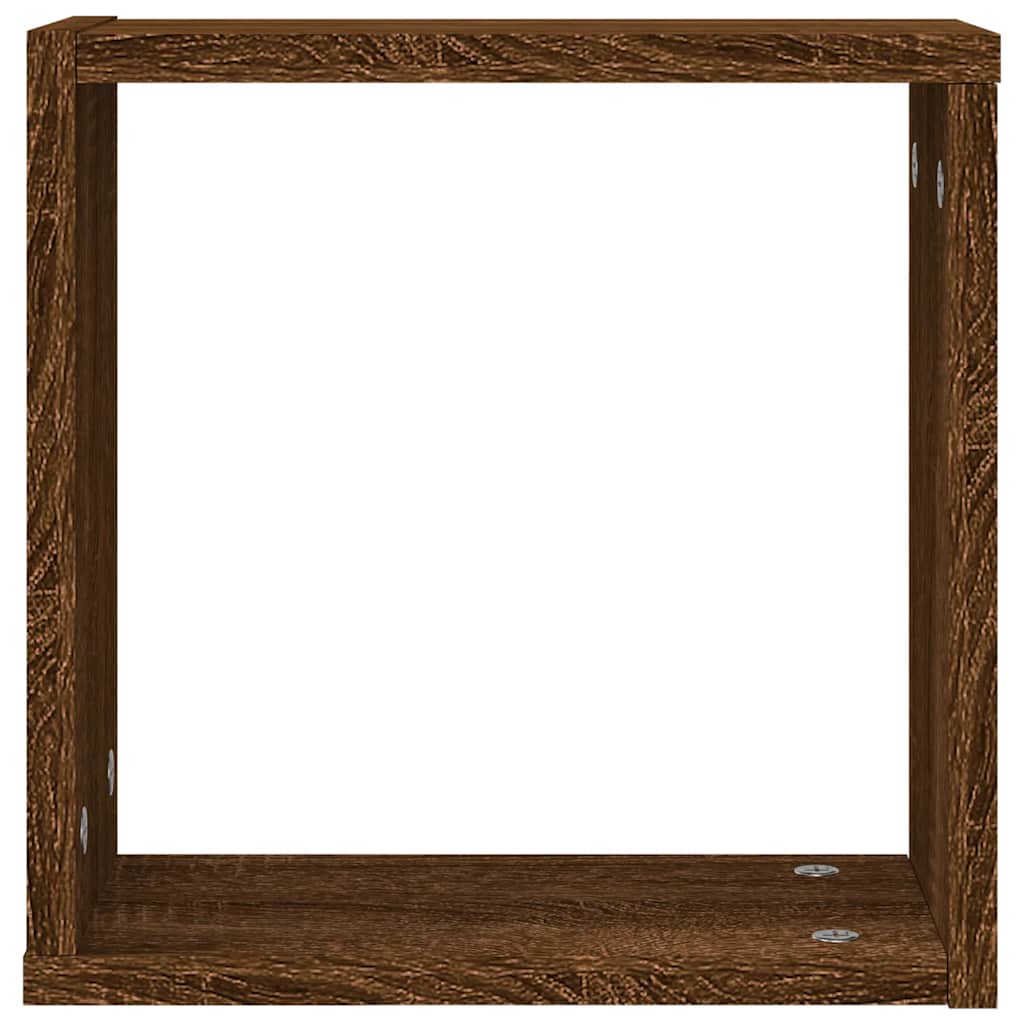 Zidne kockaste police 2 kom smeđi hrast 30x15x30 cm