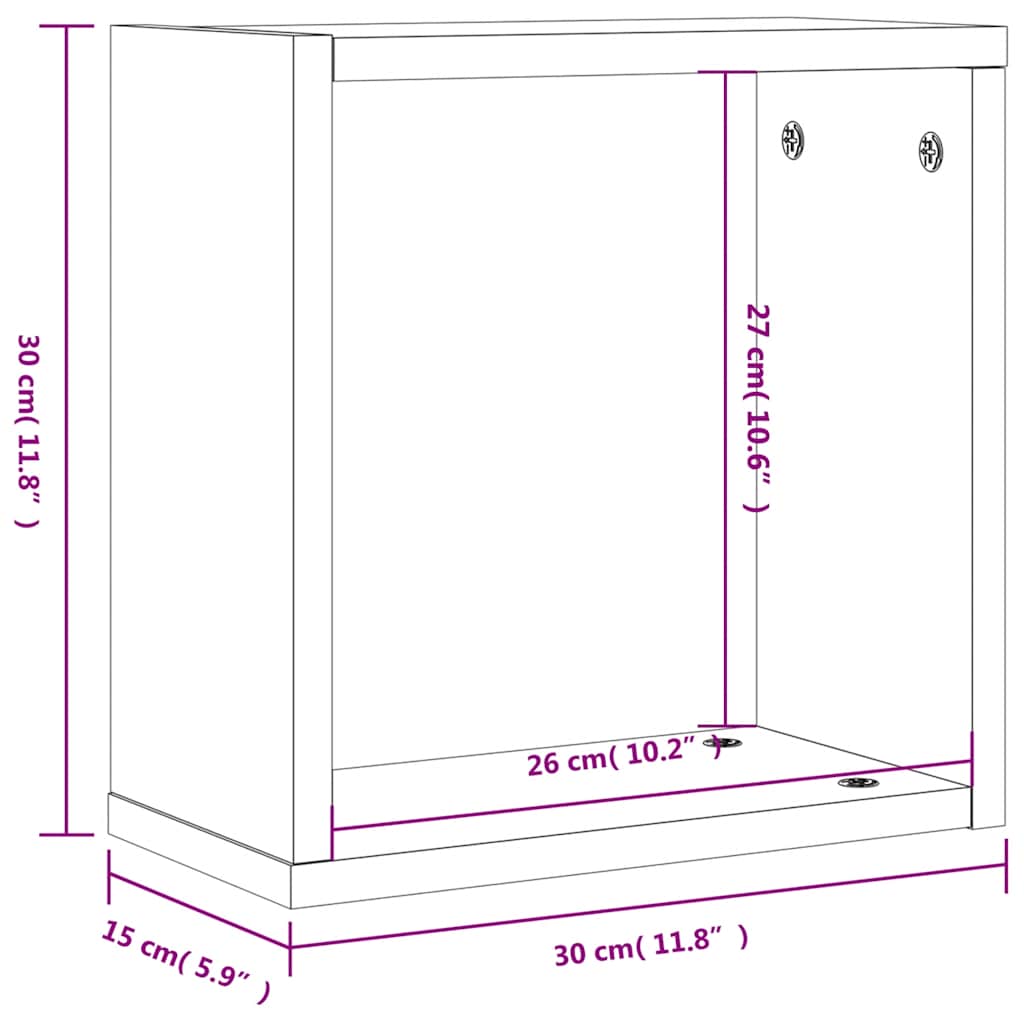Zidne kockaste police 4 kom smeđi hrast 30x15x30 cm