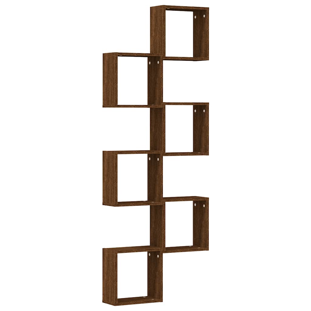 Zidne kockaste police 6 kom smeđi hrast 30x15x30 cm
