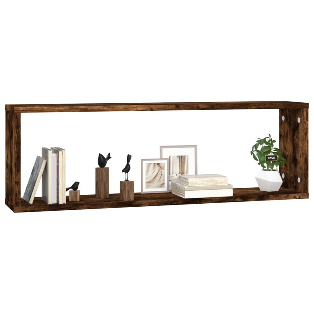 Kockaste zidne police 2 kom boja hrasta 80x15x26,5 cm drvene