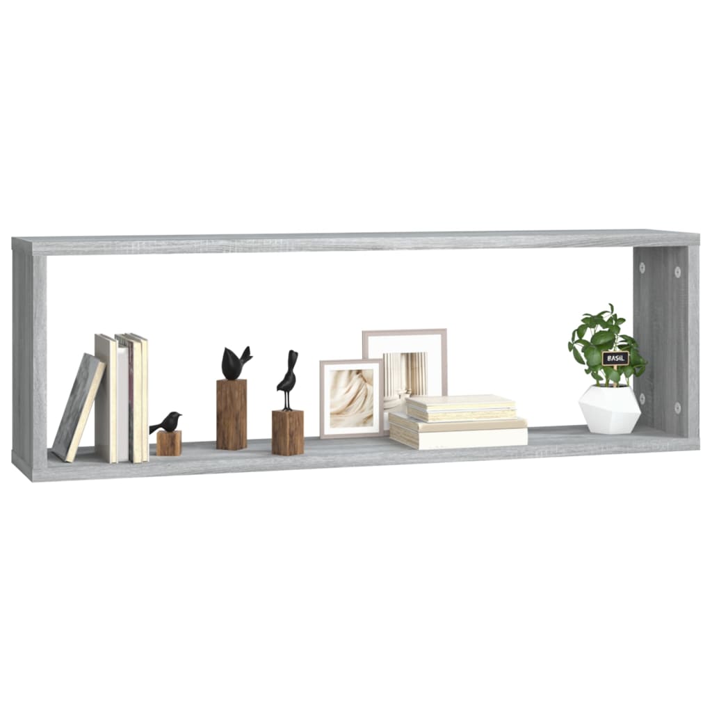 Kockaste zidne police 2 kom boja hrasta 80x15x26,5 cm drvene