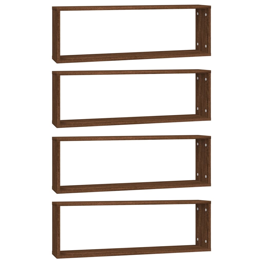 Kockaste zidne police 4 kom boja hrasta 80x15x26,5 cm drvene