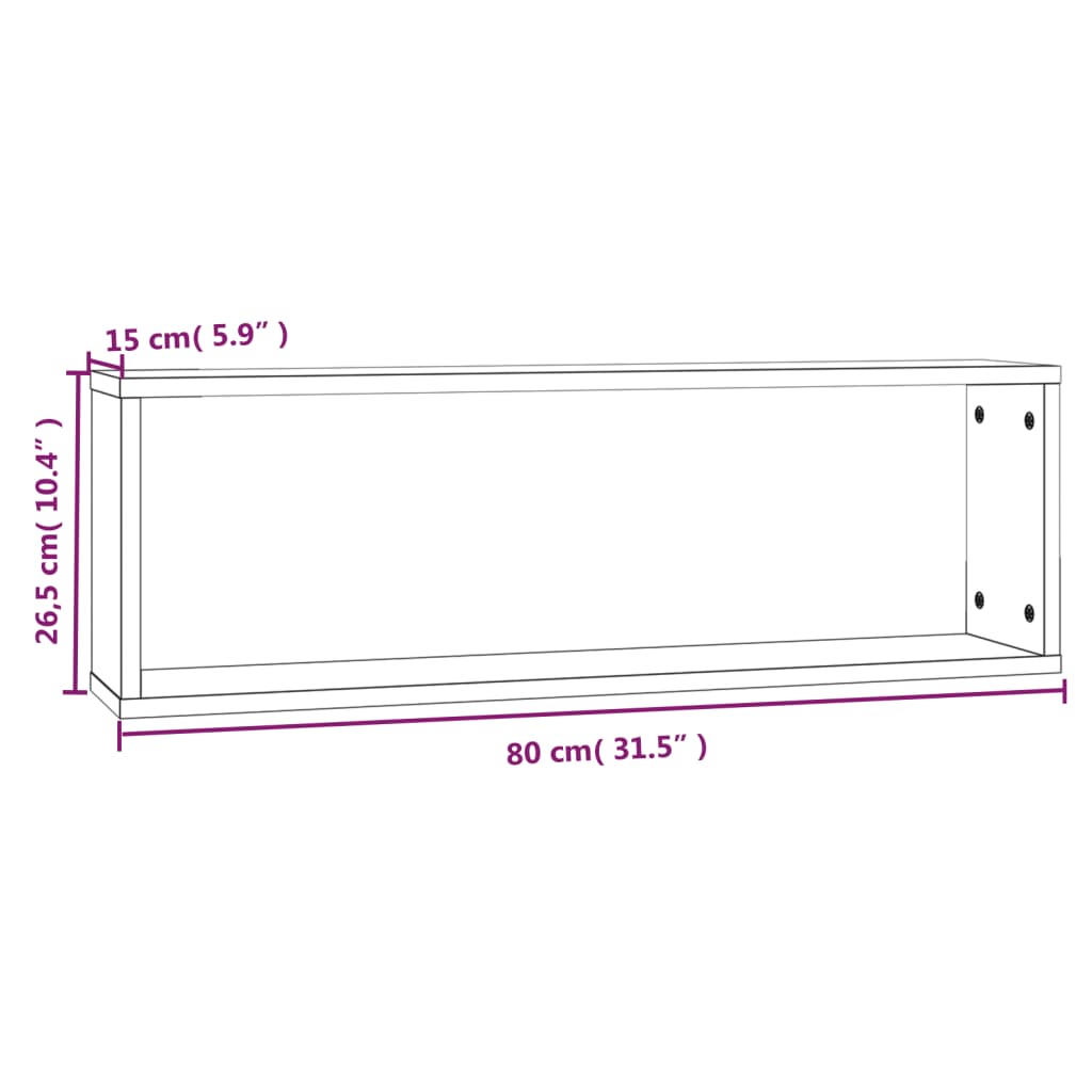 Kockaste zidne police 4 kom boja hrasta 80x15x26,5 cm drvene
