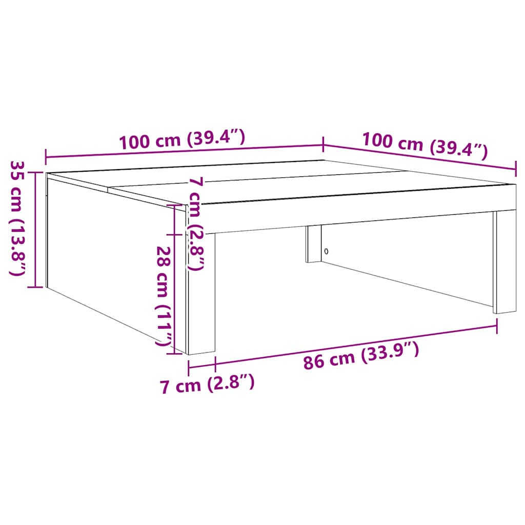 Stolić za kavu boja hrasta 100 x 100 x 35 cm konstruirano drvo
