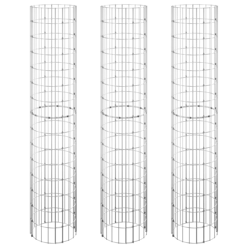 Kružne gabionske gredice 3 kom pocinčani čelik Ø 30 x 150 cm