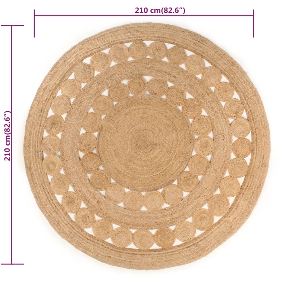 Ukrasni pleteni tepih od jute 210 cm okrugli