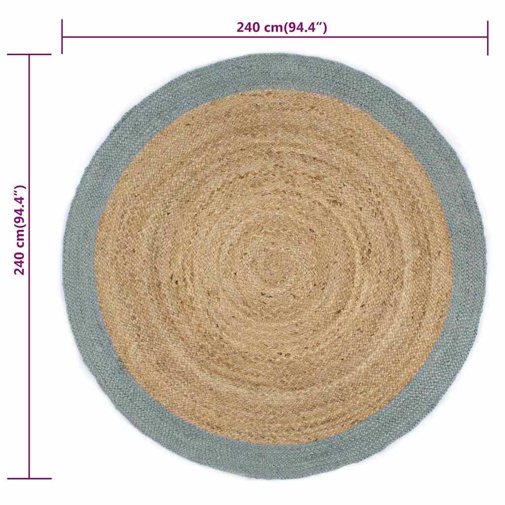 Ručno rađeni tepih od jute s maslinastozelenim rubom 240 cm