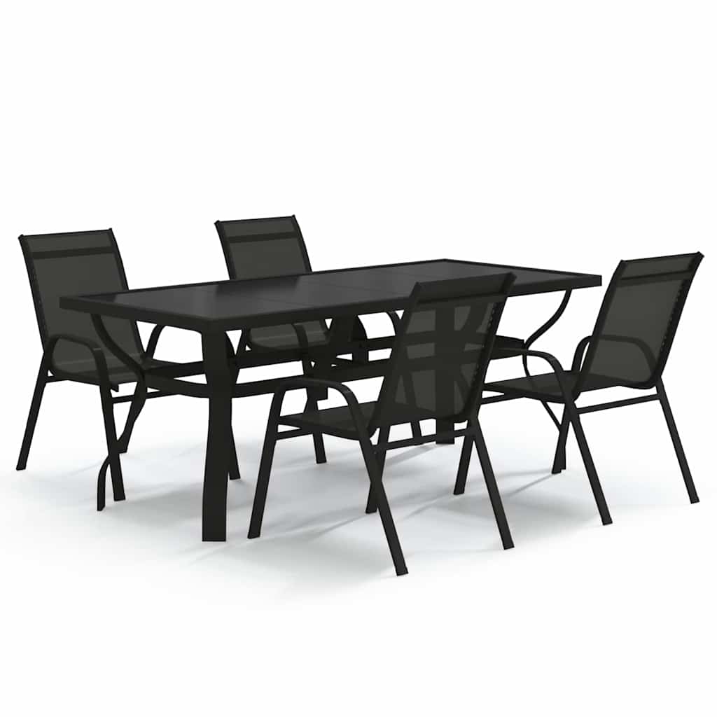 5-dijelni vrtni blagovaonski set crni Crna Dužina stola 180 cm