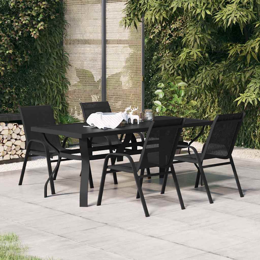 5-dijelni vrtni blagovaonski set crni Crna Dužina stola 180 cm