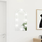 Ogledalo s LED svjetlima 70 x 40 cm stakleno u obliku luka