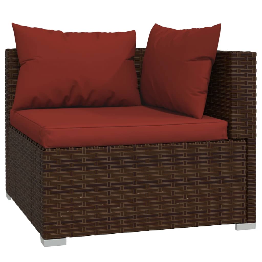 7-dijelna vrtna garnitura od poliratana s jastucima smeđa